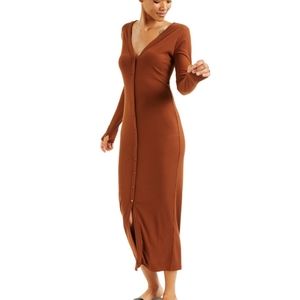 Culpos X INC Ribbed Button-Front Cardigan Dress